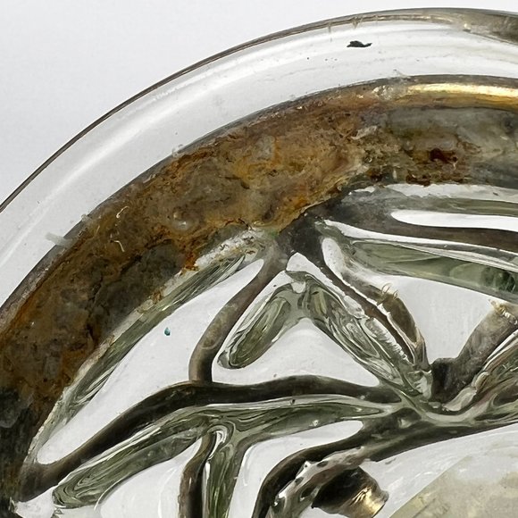 Vtg Caged Glass Candle Holder Vase Handblown Brutalist Art Mexico - Picture 5 of 14